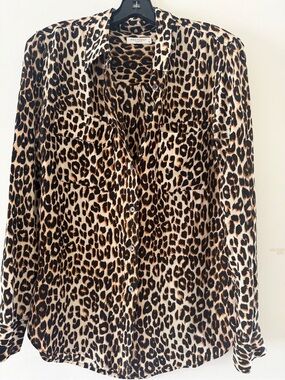 Equipment Leopard Print Button-Down Shirt - Brown and Black